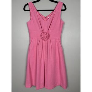 Lilly Pulitzer Hotty Pink Linen Blend Parker Dress 2 Fit‎ & Flare Party Cocktail